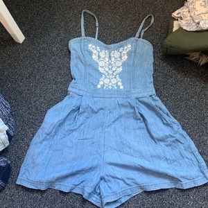 Hollister jean and lace tank Romper